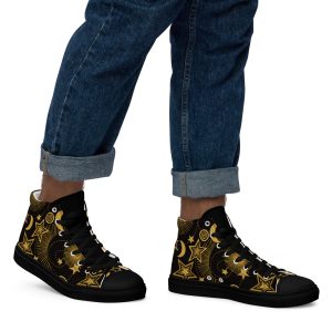 Starry Night High Top Canvas Shoes: Gold Moon
