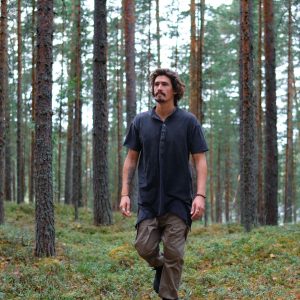 Men's Bamboo Kurta Shirt: Asymmetrical Boho Tunic Top