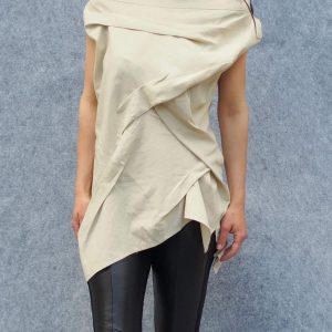 Woman Linen Top/asymmetric Linene Tunic/woman Beige Top/beige Top/woman