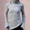 Grey Asymmetric Women S Top Elegant Long Sleeve