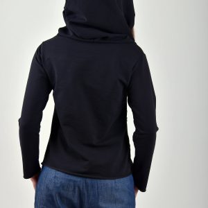 Women Asymmertric Top/women Asymmetric Sweatshirt/black Blouse/black Hoodie