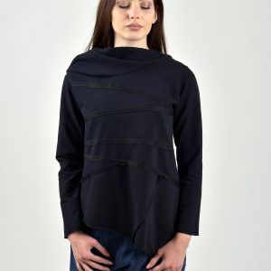 Women Asymmertric Top/women Asymmetric Sweatshirt/black Blouse/black Hoodie