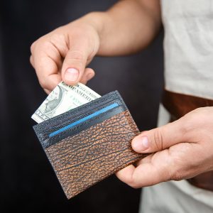 Slim Leather Card Holder Wallet For 6 Cards