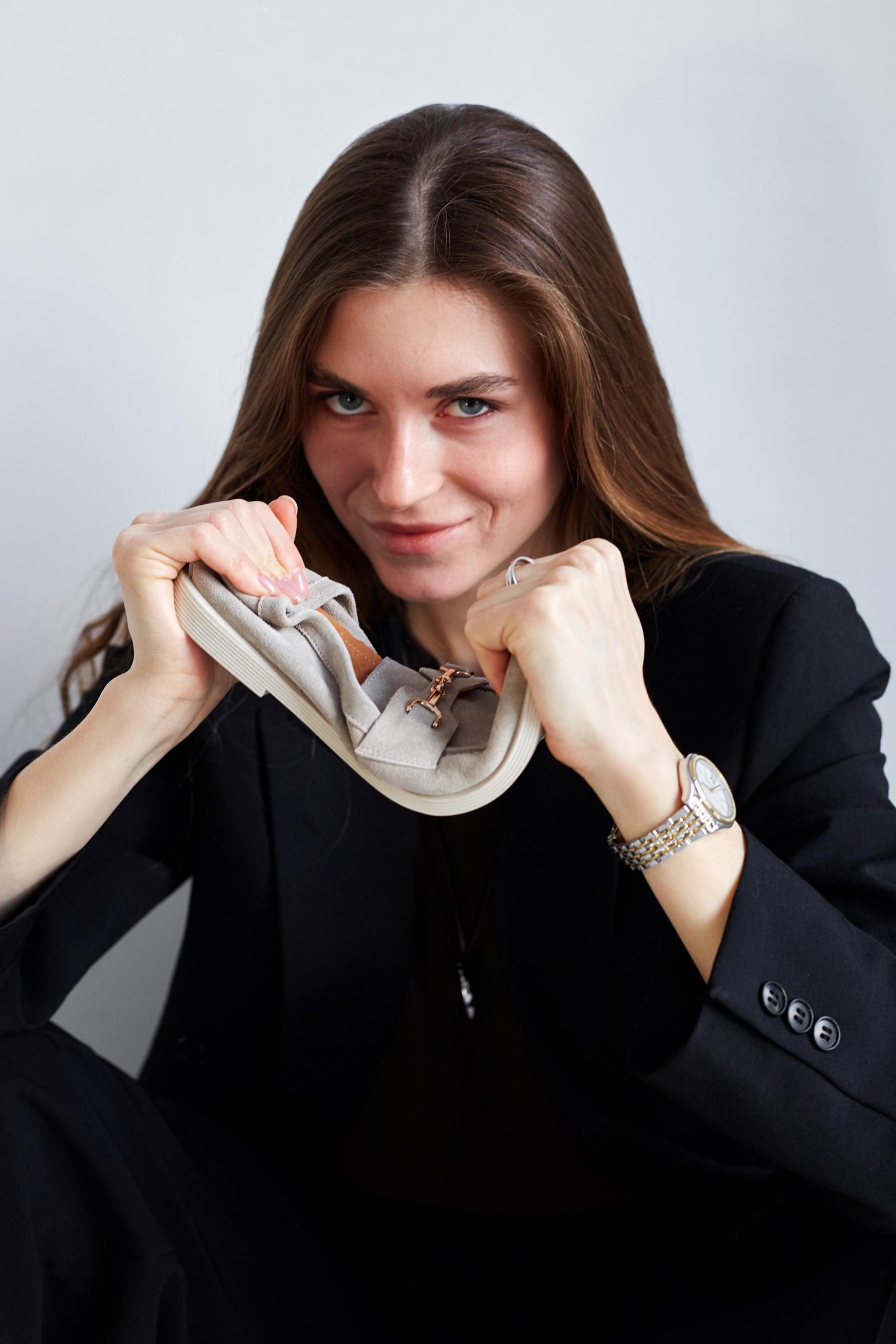 Stylish Beige Loafers Handmade Women's Suede Comfortable Grounding