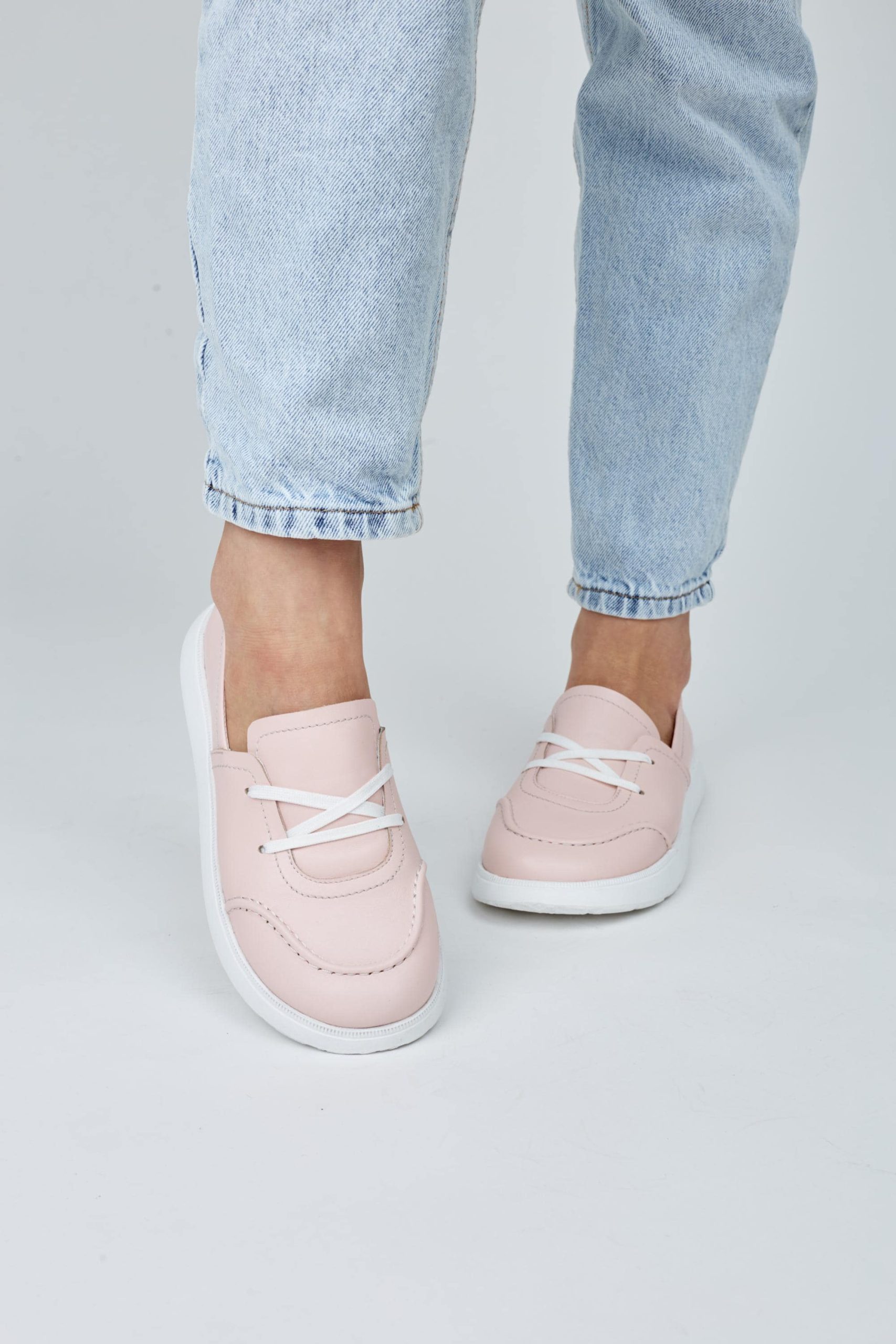 Pink Lace Up Trainers For Woman Soft Sole