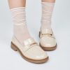 Cream Patent Leather Loafers For Women Comfortable Walking