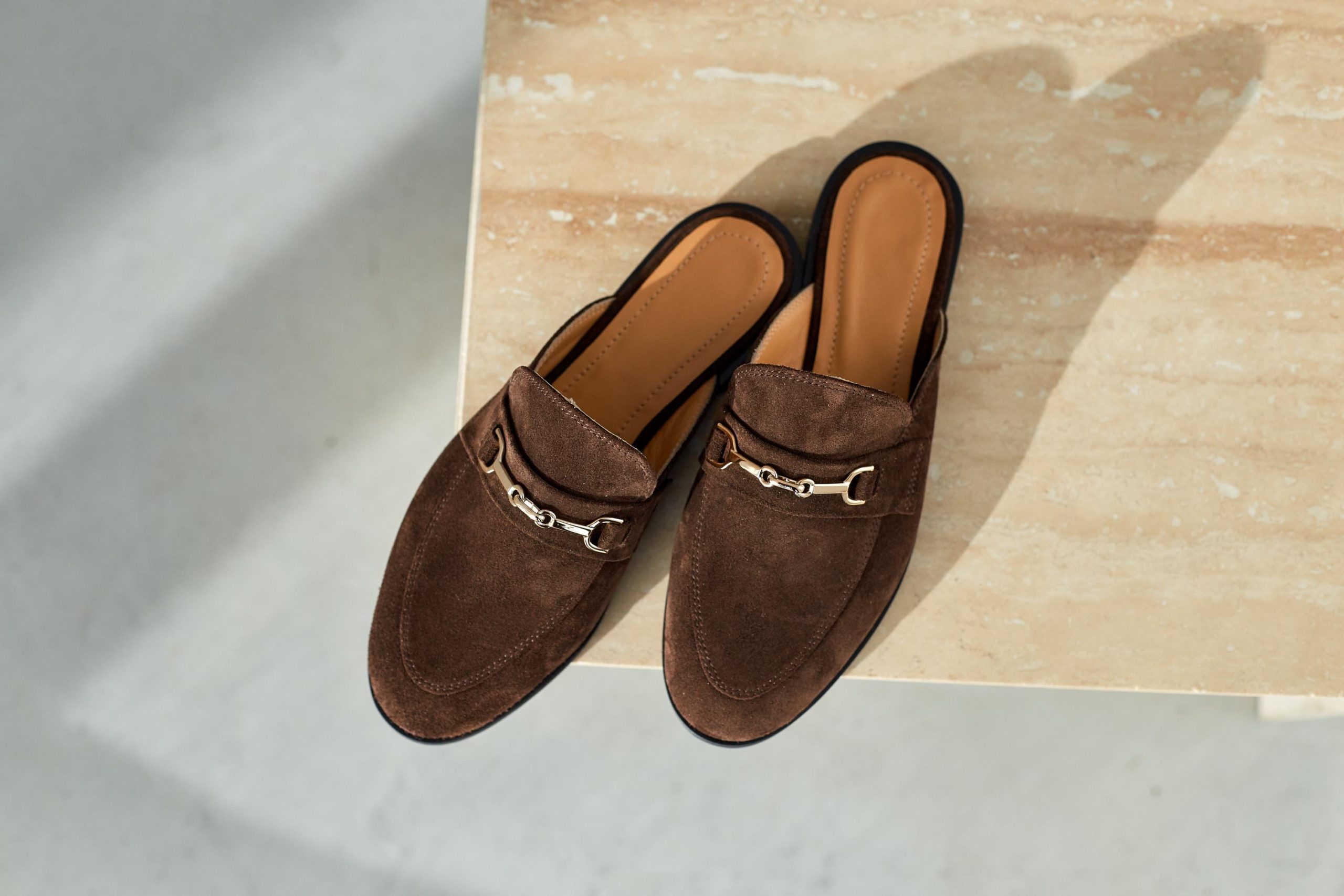 Brown Suede Leather Mules Stylish Slip On Loafers