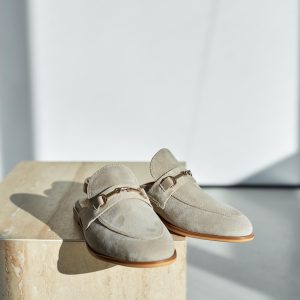 Brown Suede Leather Mules Stylish Slip On Loafers