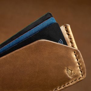 Horween Leather Card Holder Wallet In Natural Chromexcel